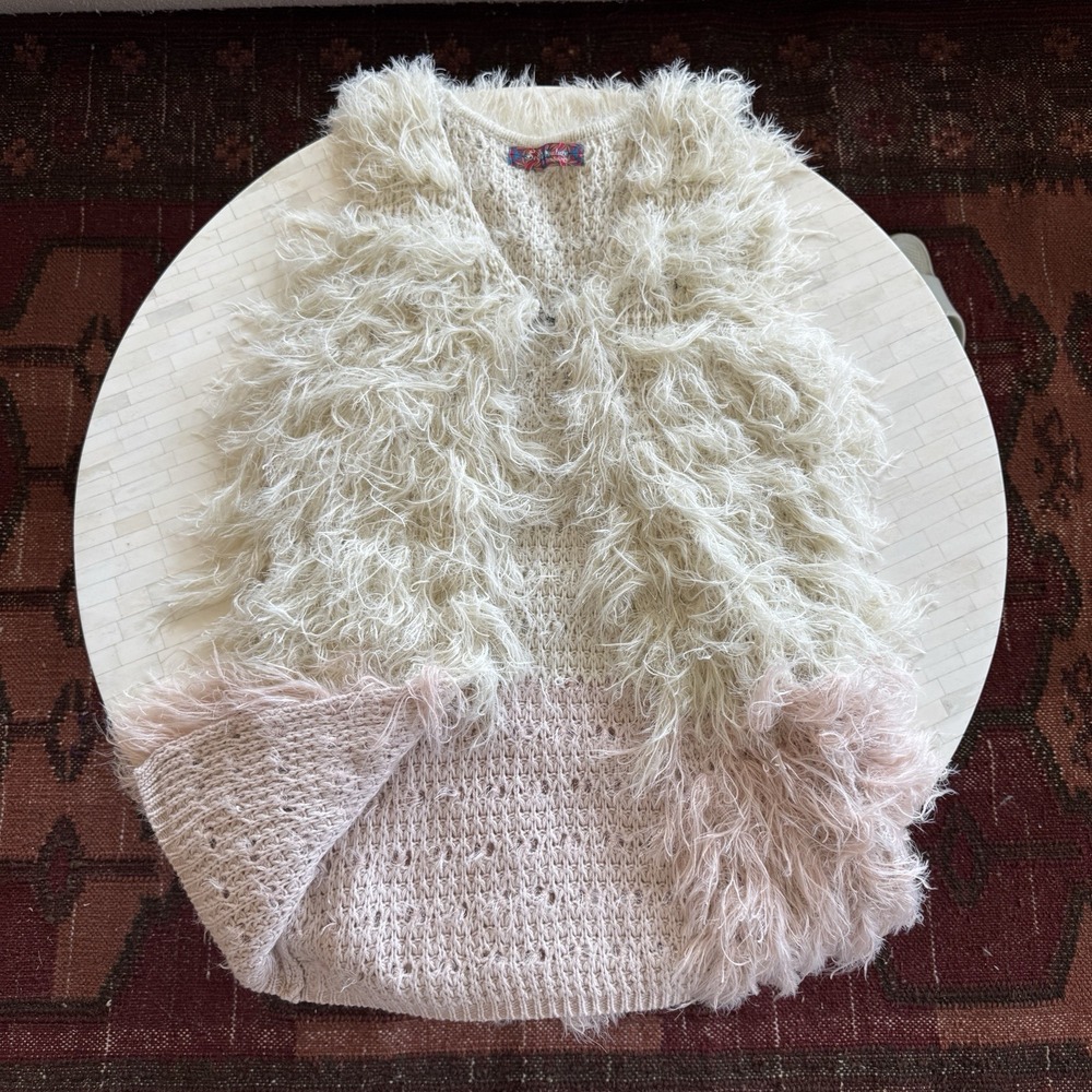Selfie Couture by Trendology Festival Hipster Boho Fur Ramie Sleeveless Vest S/M - Picture 1 of 8